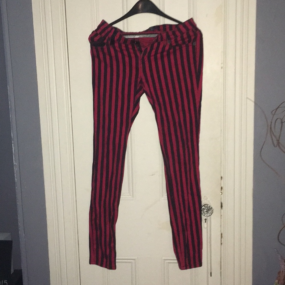 27-INCH WAIST BLACK/RED STRIPED PANTS